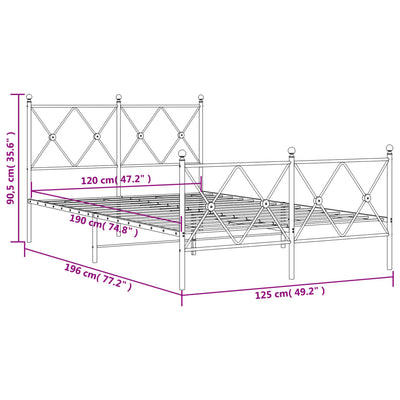 Valkoinen metallinen sängynrunko päädyillä Alfred 120x190cm