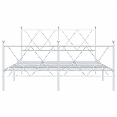 Valkoinen metallinen sängynrunko päädyillä Alfred 137x190cm