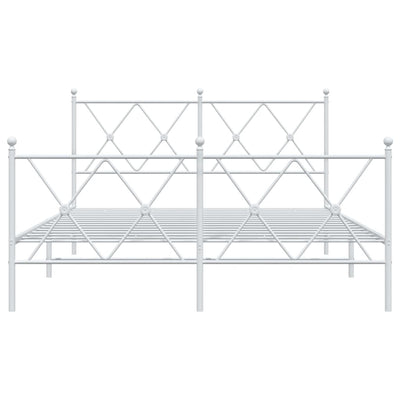 Valkoinen metallinen sängynrunko päädyillä Alfred 140x200cm
