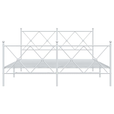 Valkoinen metallinen sängynrunko päädyillä Alfred 150x200cm