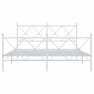 Metallinen sängynrunko päädyillä valkoinen 150x200 cm