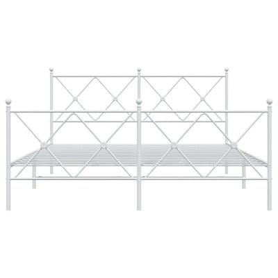 Metallinen sängynrunko päädyillä valkoinen 160x200 cm