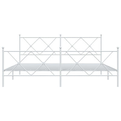 Valkoinen metallinen sängynrunko päädyillä Alfred 180x200cm