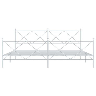 Valkoinen metallinen sängynrunko päädyillä Alfred 193x203cm