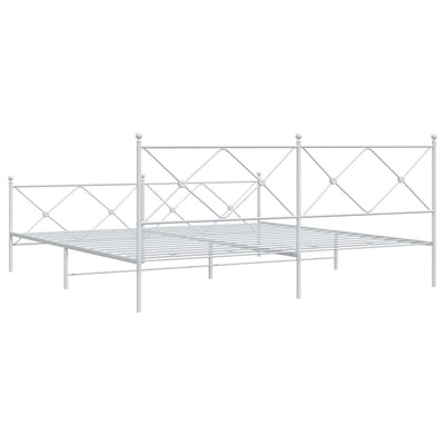 Metallinen sängynrunko päädyillä valkoinen 200x200 cm