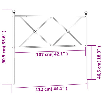 Metallinen sängynpääty valkoinen 107 cm