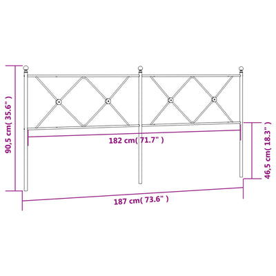 Metallinen sängynpääty valkoinen 180 cm