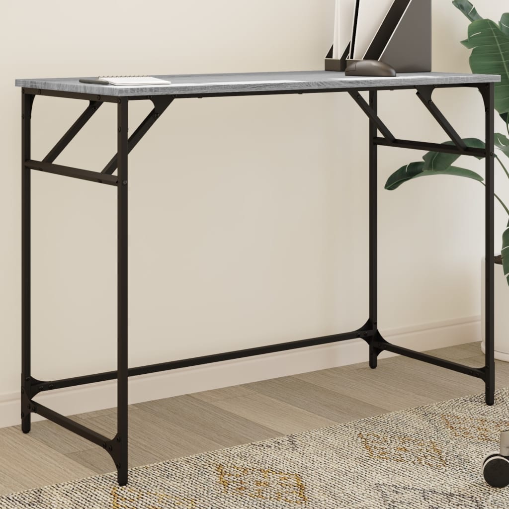 Harmaa työpöytä Crengut 100x45x76cm (puinen ja teräs)