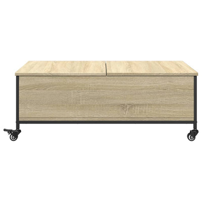 Sohvapöytä pyörillä Sonoma-tammi 91x55x34 cm tekninen puu