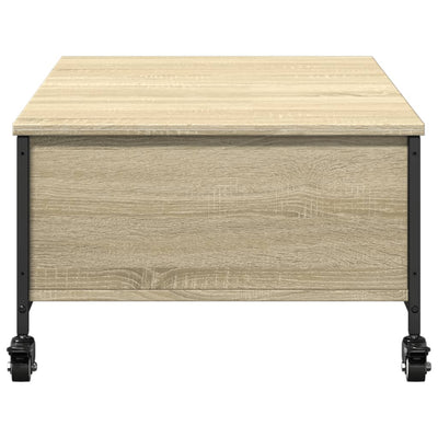 Sohvapöytä pyörillä Sonoma-tammi 91x55x34 cm tekninen puu