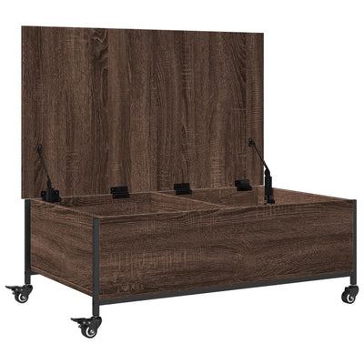 Sohvapöytä pyörillä ruskea tammi 91x55x34 cm tekninen puu