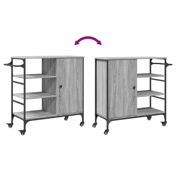 Harmaa keittiövaunu Sucuredin 87,5x38,5x84,5cm (puinen)
