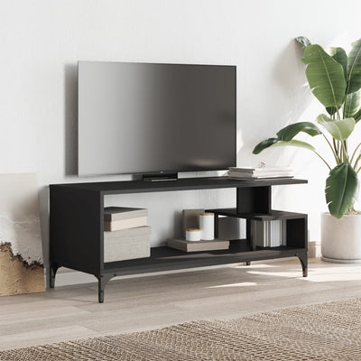 TV-taso musta 102x40x41 cm tekninen puu ja jauhemaalattu teräs