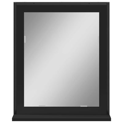 Kylpyhuonepeili hyllyllä musta 50x12x60 cm tekninen puu