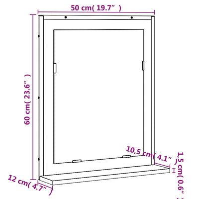 Kylpyhuonepeili hyllyllä ruskea tammi 50x12x60 cm tekninen puu