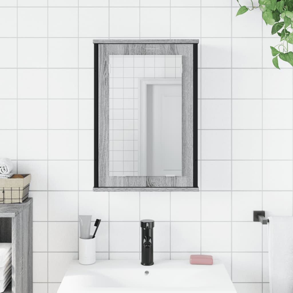 Harmaa kylpyhuoneen peilikaappi Bondrea 42x12x60cm (puinen)
