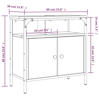 Kylpyhuoneen pesuallaskaappi musta 60x30x60 cm tekninen puu