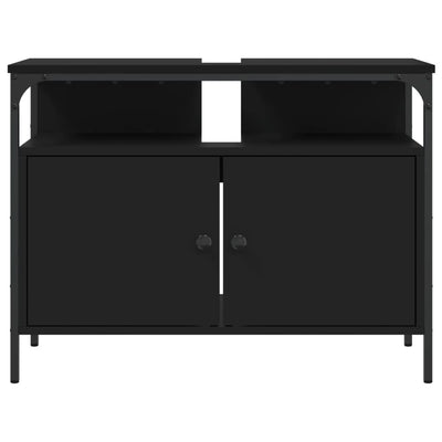 Kylpyhuoneen pesuallaskaappi musta 80x30x60 cm tekninen puu