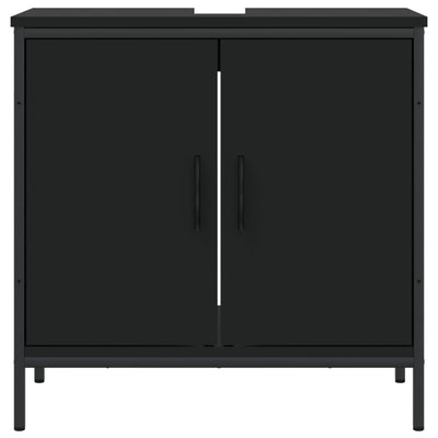 Kylpyhuoneen pesuallaskaappi musta 60x30x60 cm tekninen puu