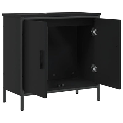 Kylpyhuoneen pesuallaskaappi musta 60x30x60 cm tekninen puu