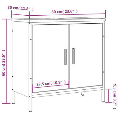Pesuallaskaappi harmaa Sonoma 60x30x60 cm tekninen puu