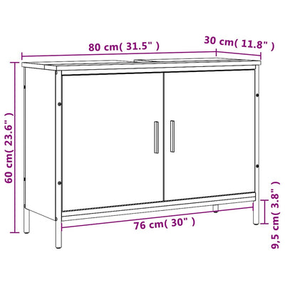 Savutammi kylpyhuoneen pesuallaskaappi Electra 80x30x60cm (puinen)