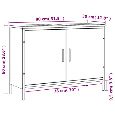 Harmaa pesuallaskaappi Electra 80x30x60cm (puinen)