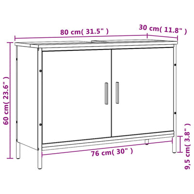Pesuallaskaappi harmaa Sonoma 80x30x60 cm tekninen puu