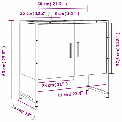 Pesuallaskaappi harmaa Sonoma 60x33x60 cm tekninen puu