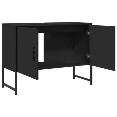 Kylpyhuonekaappi altaalla musta 80x33x60 cm tekninen puu