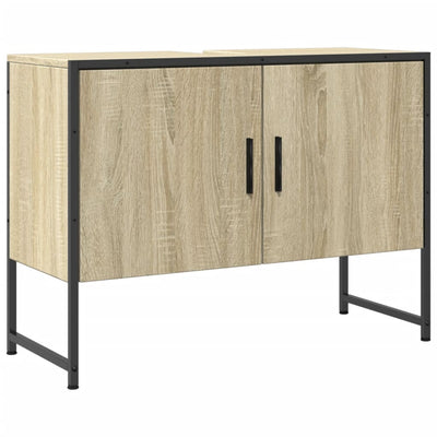 Kylpyhuonekaappi altaalla Sonoma-tammi 80x33x60 cm tekninen puu