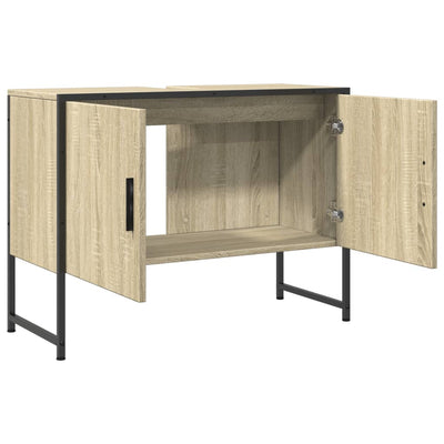 Kylpyhuonekaappi altaalla Sonoma-tammi 80x33x60 cm tekninen puu
