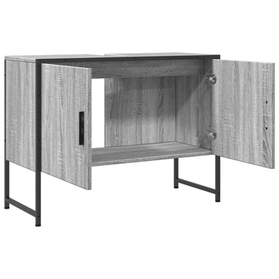 Kylpyhuonekaappi altaalla harmaa Sonoma 80x33x60cm tekninen puu