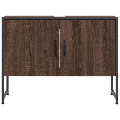 Kylpyhuonekaappi altaalla ruskea tammi 80x33x60 cm tekninen puu