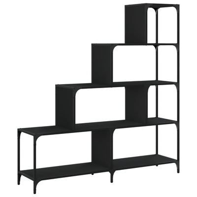 Kirjahylly 4 tasoa musta 139x33,5x149 cm tekninen puu