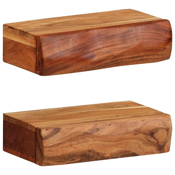 Seinähyllyt 2 kpl 30x17x8 cm Massiivipuu akaasia
