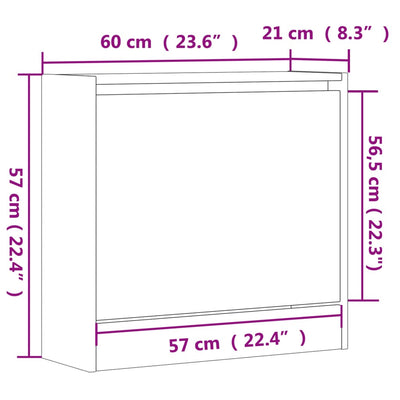Kenkäkaappi ruskea tammi 60x21x57 cm tekninen puu