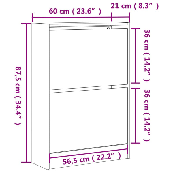Kenkäkaappi betoninharmaa 60x21x87,5 cm tekninen puu