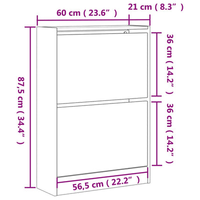 Kenkäkaappi savutammi 60x21x87,5 cm tekninen puu