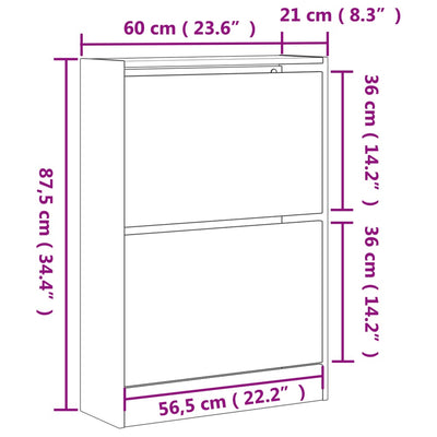 Kenkäkaappi harmaa Sonoma 60x21x87,5 cm tekninen puu