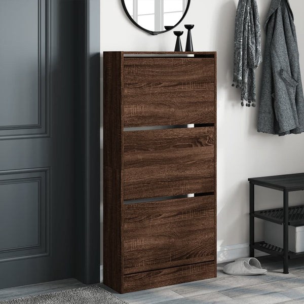 Kenkäkaappi ruskea tammi 60x21x125,5 cm tekninen puu