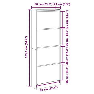 Valkoinen kenkäkaappi Antim 60x21x163,5cm (puinen)