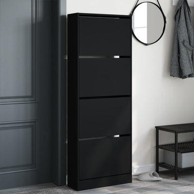 Kenkäkaappi musta 60x21x163,5 cm tekninen puu