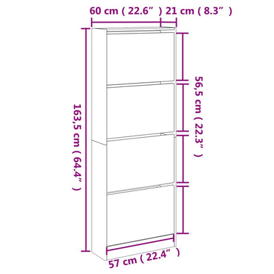 Kenkäkaappi musta 60x21x163,5 cm tekninen puu
