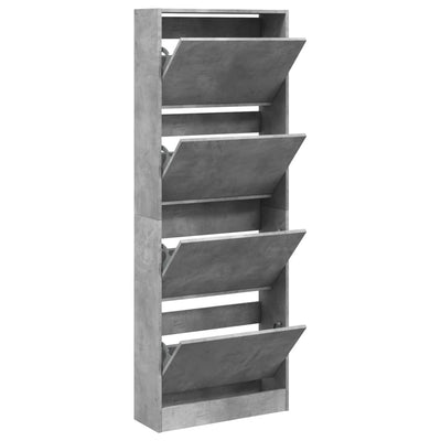 Kenkäkaappi betoninharmaa 60x21x163,5 cm tekninen puu