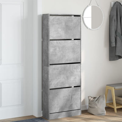 Kenkäkaappi betoninharmaa 60x21x163,5 cm tekninen puu
