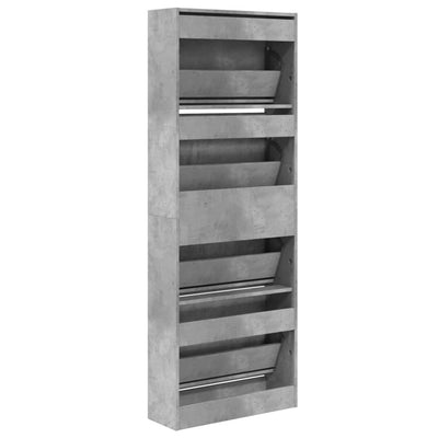 Kenkäkaappi betoninharmaa 60x21x163,5 cm tekninen puu