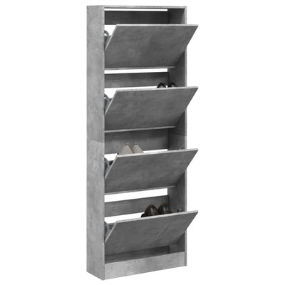 Kenkäkaappi betoninharmaa 60x21x163,5 cm tekninen puu