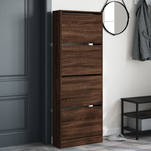 Kenkäkaappi ruskea tammi 60x21x163,5 cm tekninen puu