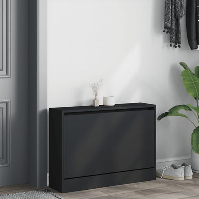 Kenkäkaappi musta 80x21x57 cm tekninen puu